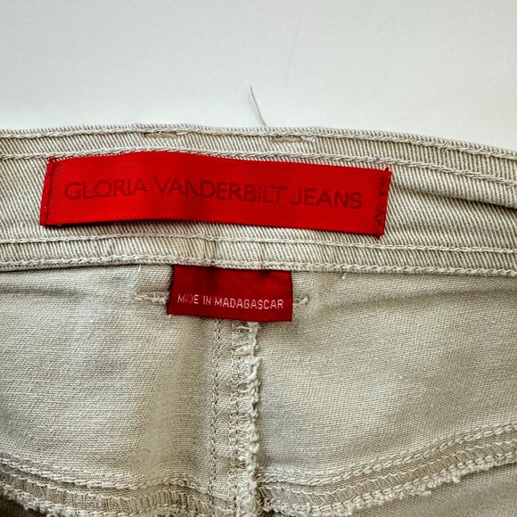 Gloria Vanderbilt Straight Leg Hand Painted Leaves Women's size 10 Beige Jeans - Picture 3 of 5